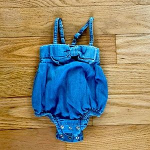 Ruffle butts newborn denim romper